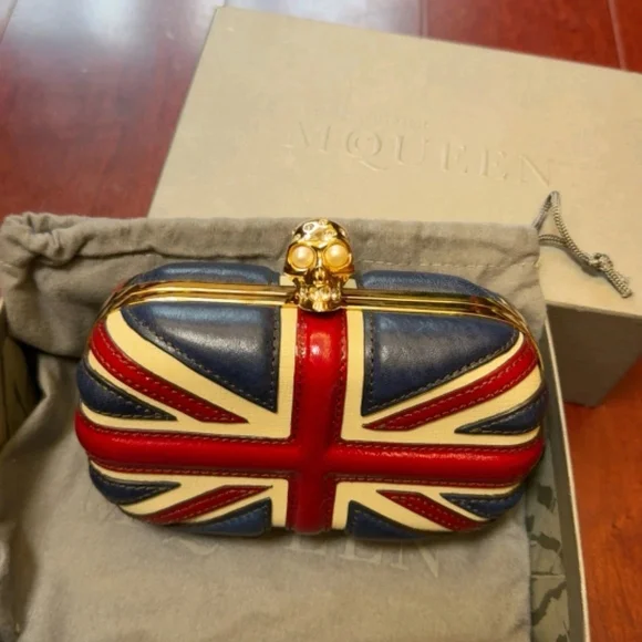 Alexander McQueen Skull Clutch - Red, Blue, Cream - Picture 1 of 6